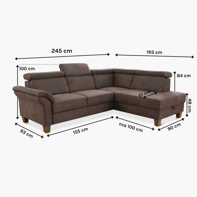 Rohová sedačka Arnga - roh v levo ( hnědá ) , Rohové sedačky- 7