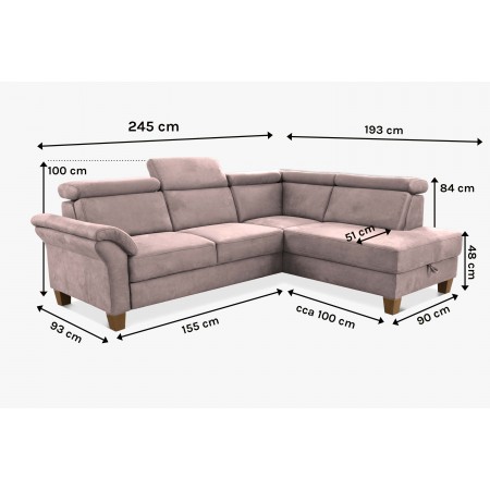 Rohová sedačka Arnga - roh v levo ( šedá ) , Rohové sedačky- 8
