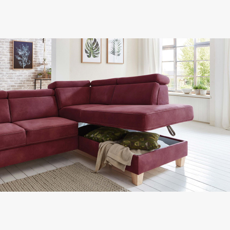 Rohová sedačka Arnga - roh v pravo ( bordová ) , Rohové sedačky- 4