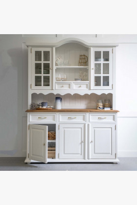 Vitrinenschrank Provence Stil Esszimmer Holz Landhausstil weiß vintage