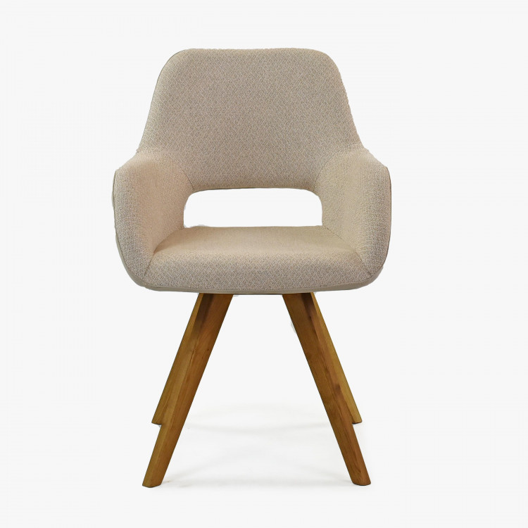 Židle s opěrkami, nohy dub barva béžová , Jídelní židle- 5