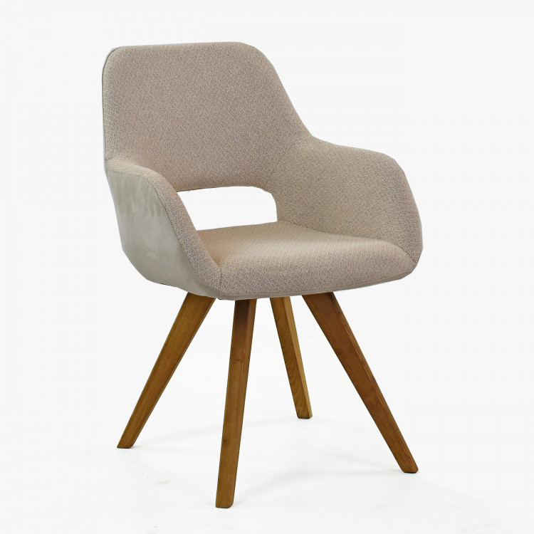 Židle s opěrkami, nohy dub barva béžová , Jídelní židle- 6