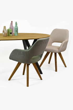 Židle s opěrkami, nohy dub barva béžová , Jídelní židle- 1 2