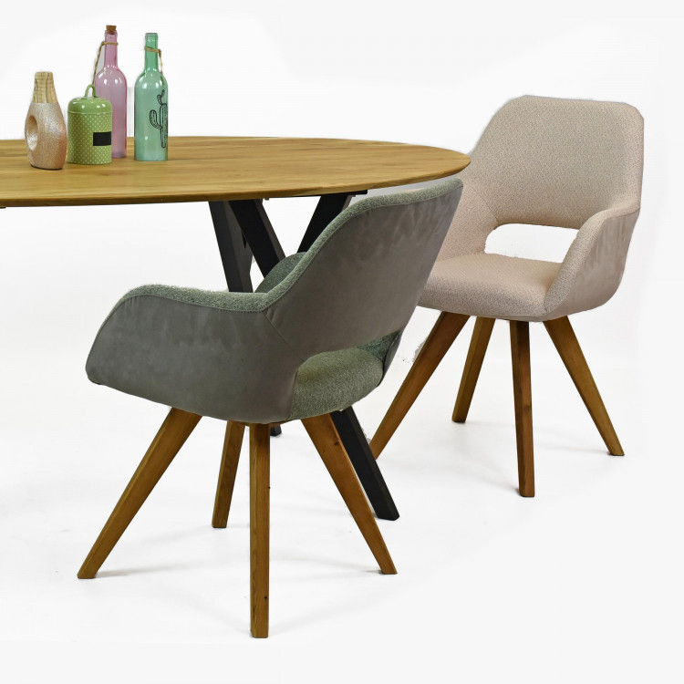 Židle s opěrkami, nohy dub barva béžová , Jídelní židle- 2