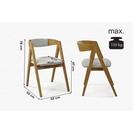 Jidelní židle dub Maja, zaoblená opěrka , Jídelní židle- 8