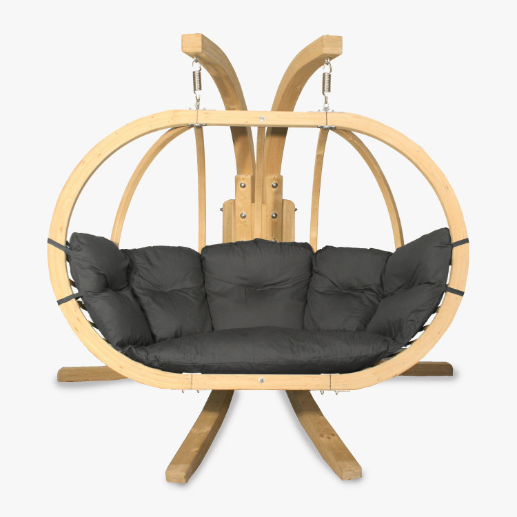Dřevěné houpací křeslo do zahrady, Grafitové , Houpací křesla - závěsné- 4