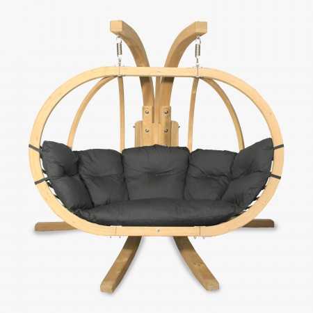 Dřevěné houpací křeslo do zahrady, Grafitové , Houpací křesla - závěsné- 4