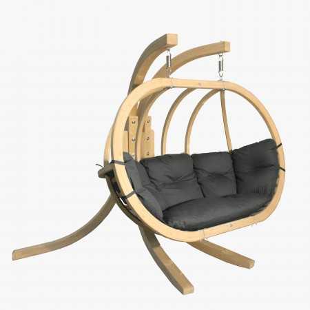 Dřevěné houpací křeslo do zahrady, Grafitové , Houpací křesla - závěsné- 1