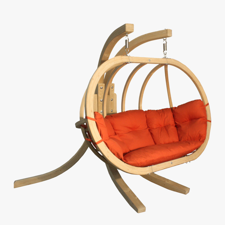 Dřevěné houpací křeslo do zahrady, Červená , Houpací křesla - závěsné- 1