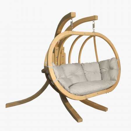 Dřevěné houpací křeslo do zahrady, krémová , Houpací křesla - závěsné- 1