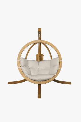 Hojdacie kreslo s konštrukciou, krémové , Hojdacie kreslá - závesné- 1 2