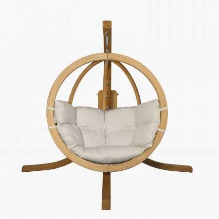 Hojdacie kreslo s konštrukciou, krémové , Hojdacie kreslá - závesné- 2