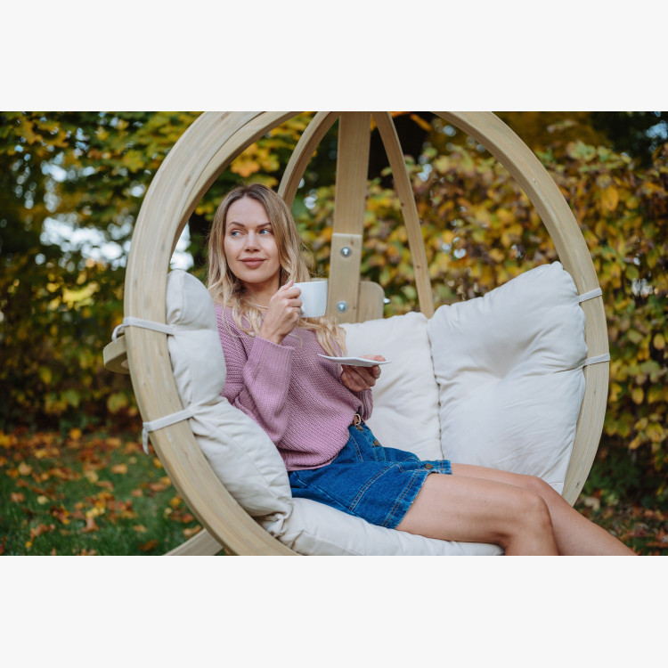 Hojdacie kreslo s konštrukciou, krémové , Hojdacie kreslá - závesné- 4