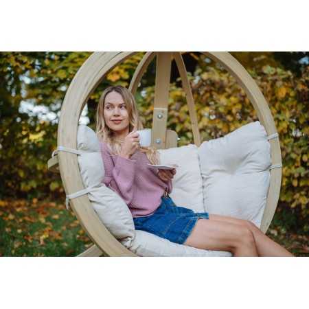 Hojdacie kreslo s konštrukciou, krémové , Hojdacie kreslá - závesné- 4