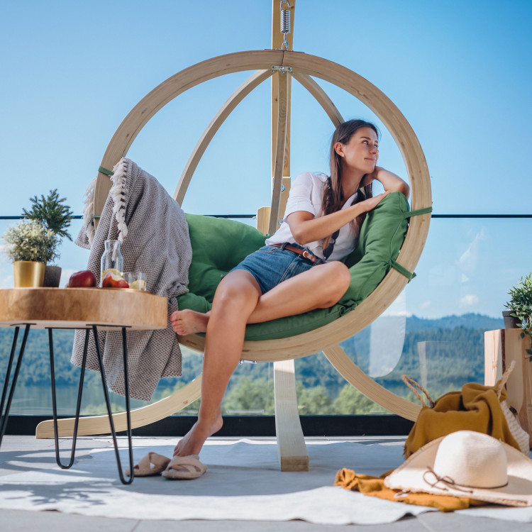 Houpací křeslo s konstrukcí, Zelené , Houpací křesla - závěsné- 1