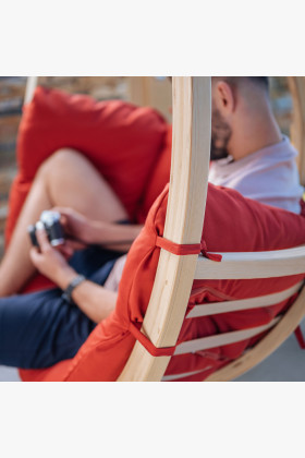 Houpací křeslo s konstrukcí, červené , Houpací křesla - závěsné- 1 2