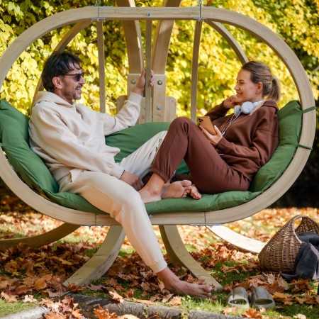 Drevené záhradné hojdacie kreslo, zelené , Hojdacie kreslá - závesné- 2