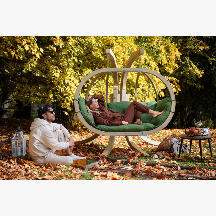 Drevené záhradné hojdacie kreslo, zelené , Hojdacie kreslá - závesné- 5