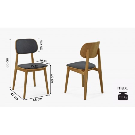 Moderní židle dub, barva čalounění Antracit , Jídelní židle- 11