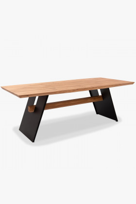 Esstisch Eiche 200x100 cm mit schwarzen Metallbeinen