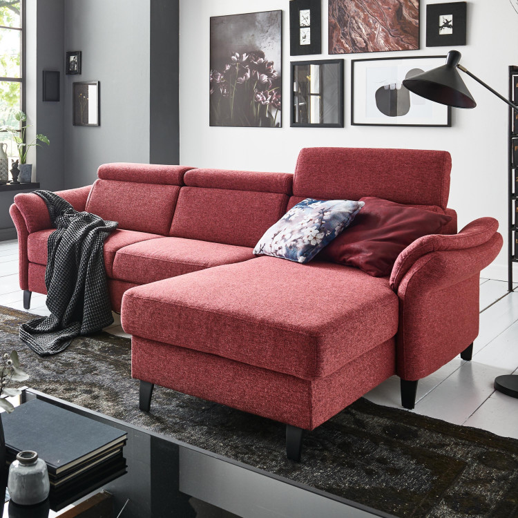 Rohová sedačka na nožičkách v Červené barvě - roh v pravo , Sedačky- 1