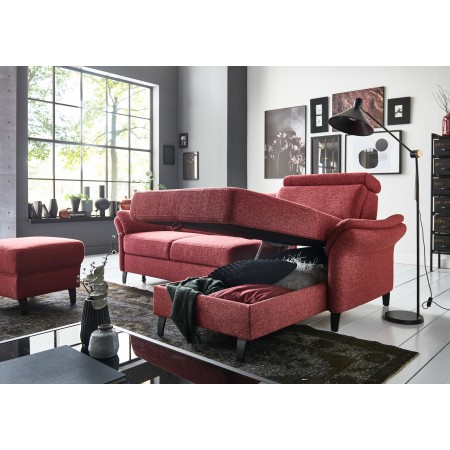 Rohová sedačka na nožičkách v Červené barvě - roh v pravo , Sedačky- 4