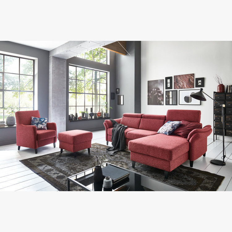 Rohová sedačka na nožičkách v Červené barvě - roh v pravo , Sedačky- 5