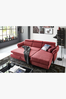 Rohová sedačka na nožičkách v Červené barvě - roh v pravo , Sedačky- 1 2