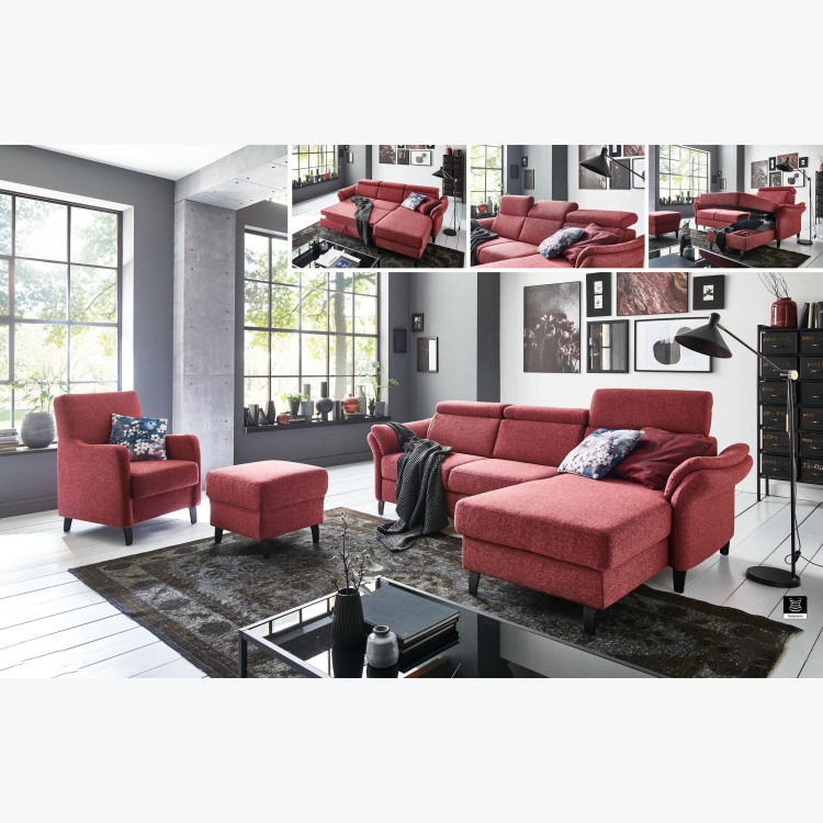 Rohová sedačka na nožičkách v Červené barvě - roh v pravo , Sedačky- 7