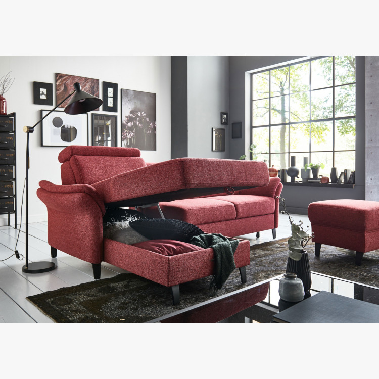 Rohová sedačka na nožičkách v Červené barvě - roh v ľevo , Rohové sedačky- 3