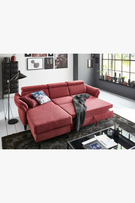 Rohová sedačka na nožičkách v Červené barvě - roh v ľevo , Rohové sedačky- 1 2