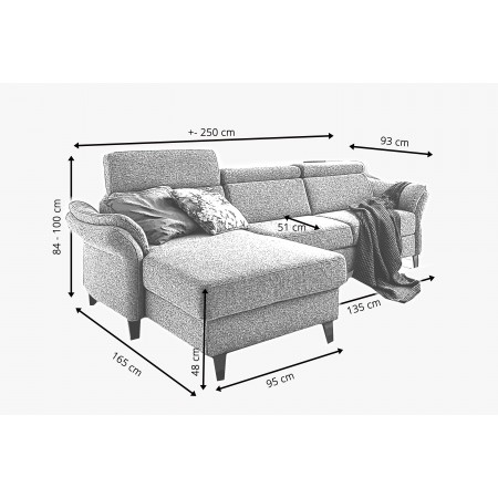 Rohová sedačka na nožičkách v Červené barvě - roh v ľevo , Rohové sedačky- 6