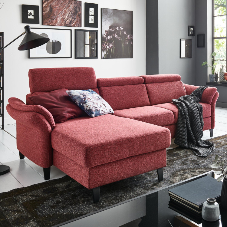 Rohová sedačka na nožičkách v Červené barvě - roh v ľevo , Rohové sedačky- 1