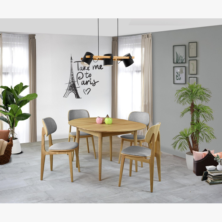 Moderní židle dub, barva čalounění šedá , Jídelní židle- 7