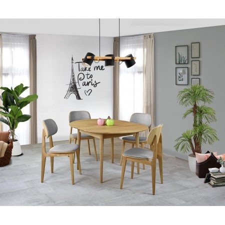 Moderní židle dub, barva čalounění šedá , Jídelní židle- 7