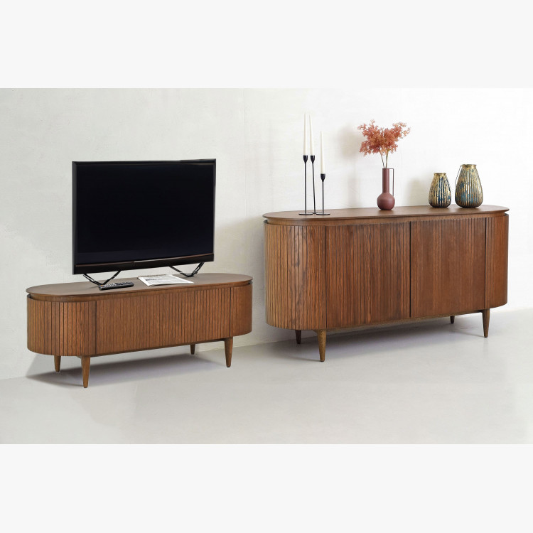 Zaoblená komoda v barvě ořech , Dřevěný nábytek z masívu- 4