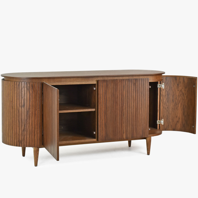 Zaoblená komoda v barvě ořech , Dřevěný nábytek z masívu- 5