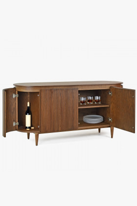 Zaoblená komoda v barvě ořech , Dřevěný nábytek z masívu- 1 2