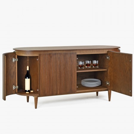 Zaoblená komoda v barvě ořech , Dřevěný nábytek z masívu- 2