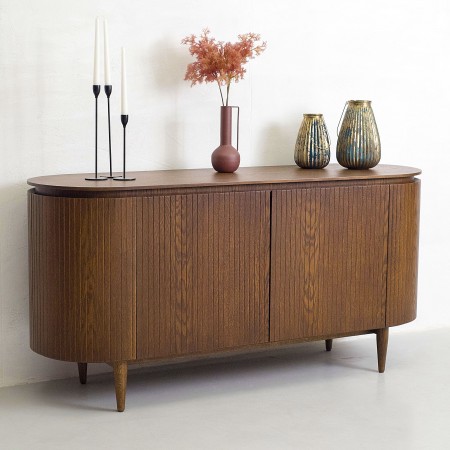 Zaoblená komoda v barvě ořech , Dřevěný nábytek z masívu- 1