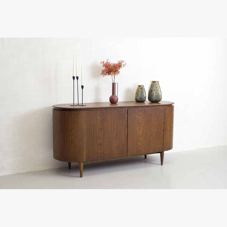 Zaoblená komoda v barvě ořech , Dřevěný nábytek z masívu- 6