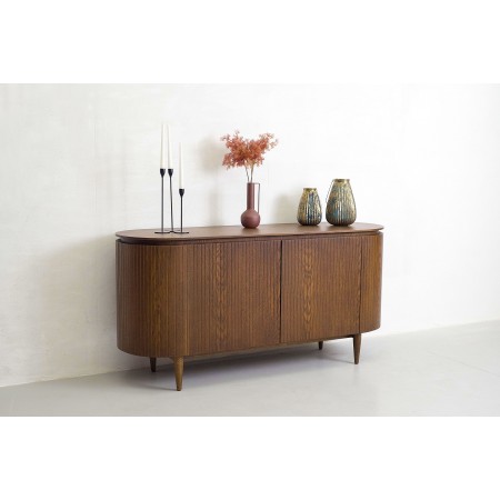 Zaoblená komoda v barvě ořech , Dřevěný nábytek z masívu- 6