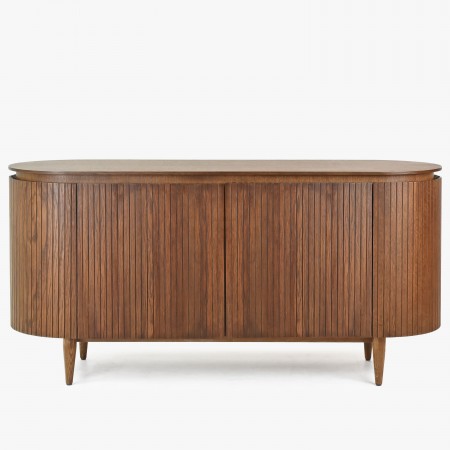 Zaoblená komoda v barvě ořech , Dřevěný nábytek z masívu- 7