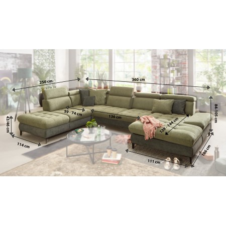 Plánovací sedací souprava do U s funkcemi Carolina , Sedačky- 13