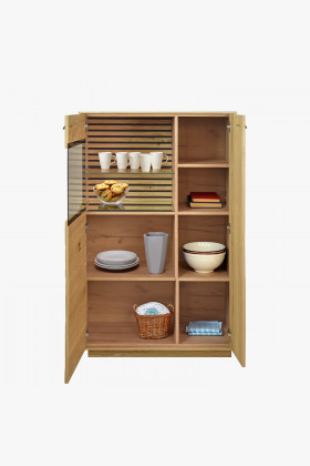 Příborník barva dub s 3D povrchem, Oslo , Vitríny- 1 2