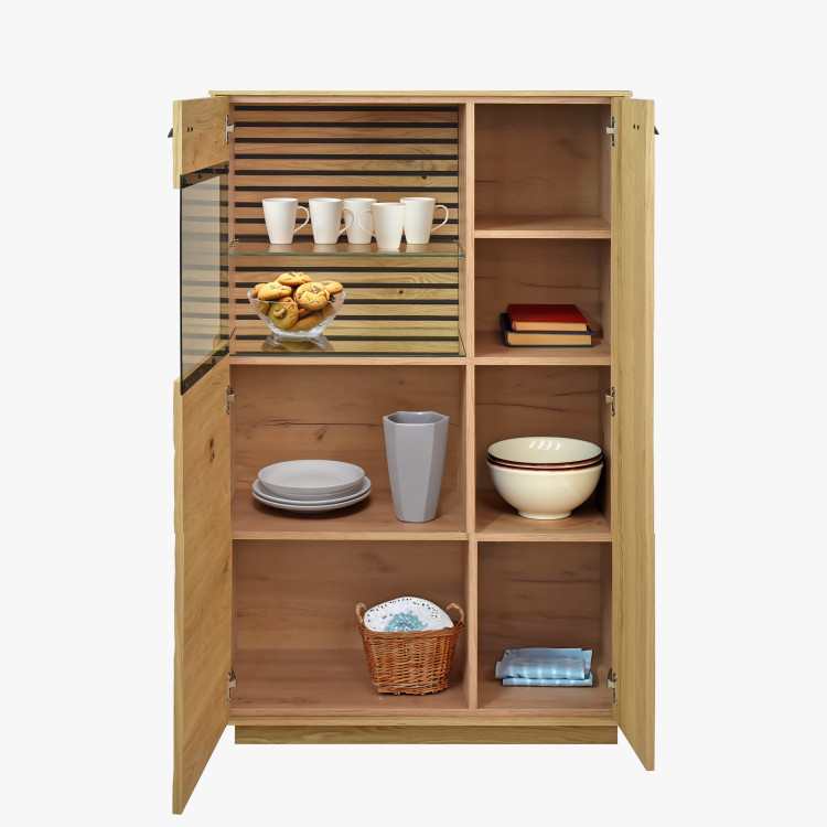 Příborník barva dub s 3D povrchem, Oslo , Vitríny- 2