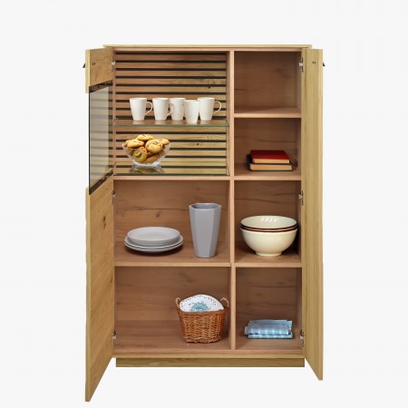 Příborník barva dub s 3D povrchem, Oslo , Vitríny- 2