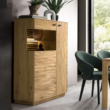 Příborník barva dub s 3D povrchem, Oslo , Vitríny- 1