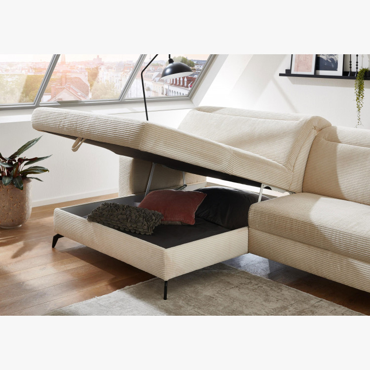 Rohová sedačka s manšestrovou látkou Boler, levá , Sedačky- 3