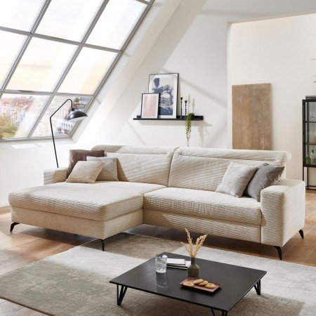 Rohová sedačka s manšestrovou látkou Boler, levá , Sedačky- 1